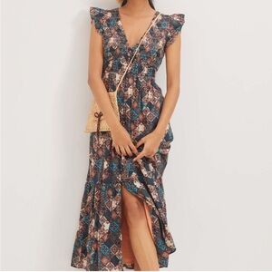 Anthropologie Multicolor Patterned Midi Dress